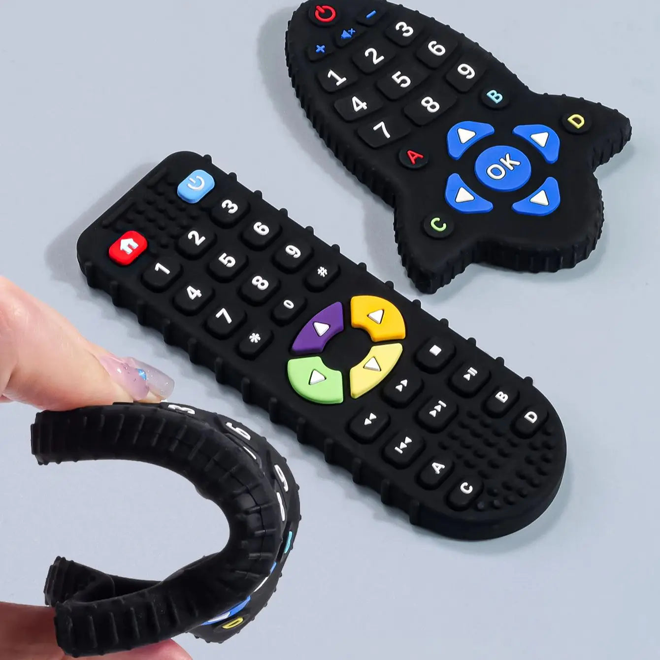 Baby Silicone Teether Toys BPA Free Remote Control Shape Teether Rodent Gum Pain Relief Teething Toy Kids Sensory Educational