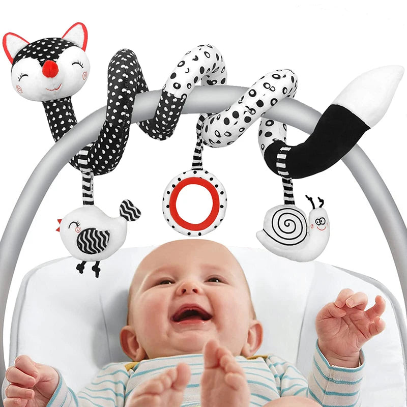 Car Seat Toys for Babies Rattle Mirror Crinkle Squeaky Carseat Stroller Toys 0-6 Months Developmental Newborn Baby Girl Gifts