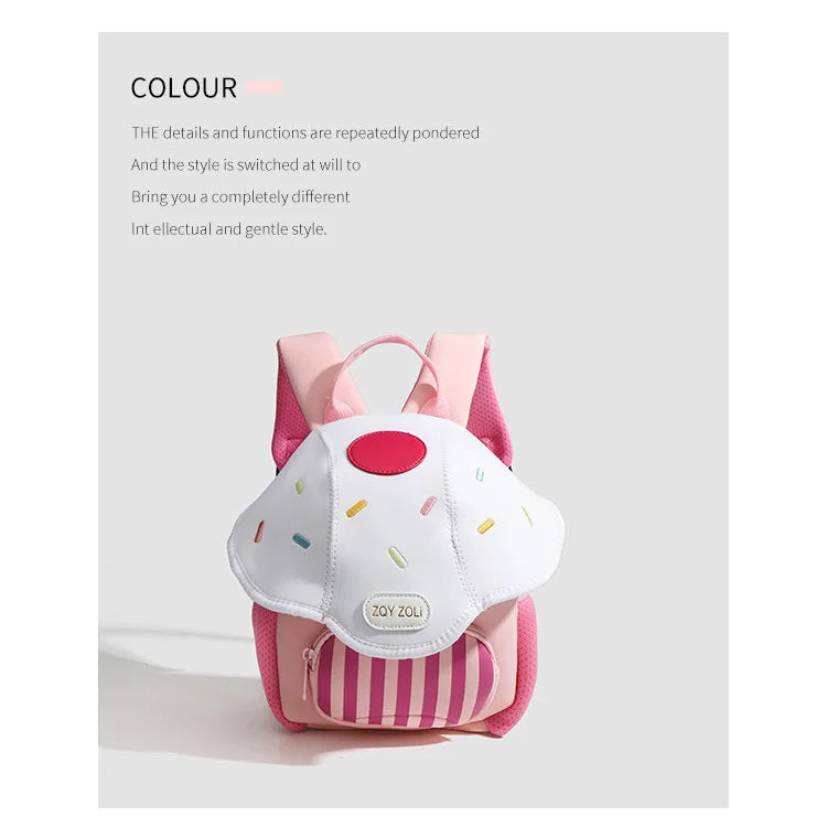Kid Backpack Cute Mushroom Apple Kindergarten Cartoon Pink Mini Travel Bag Schoolbag Preschool Gift for Toddler Girl Boy 3-6
