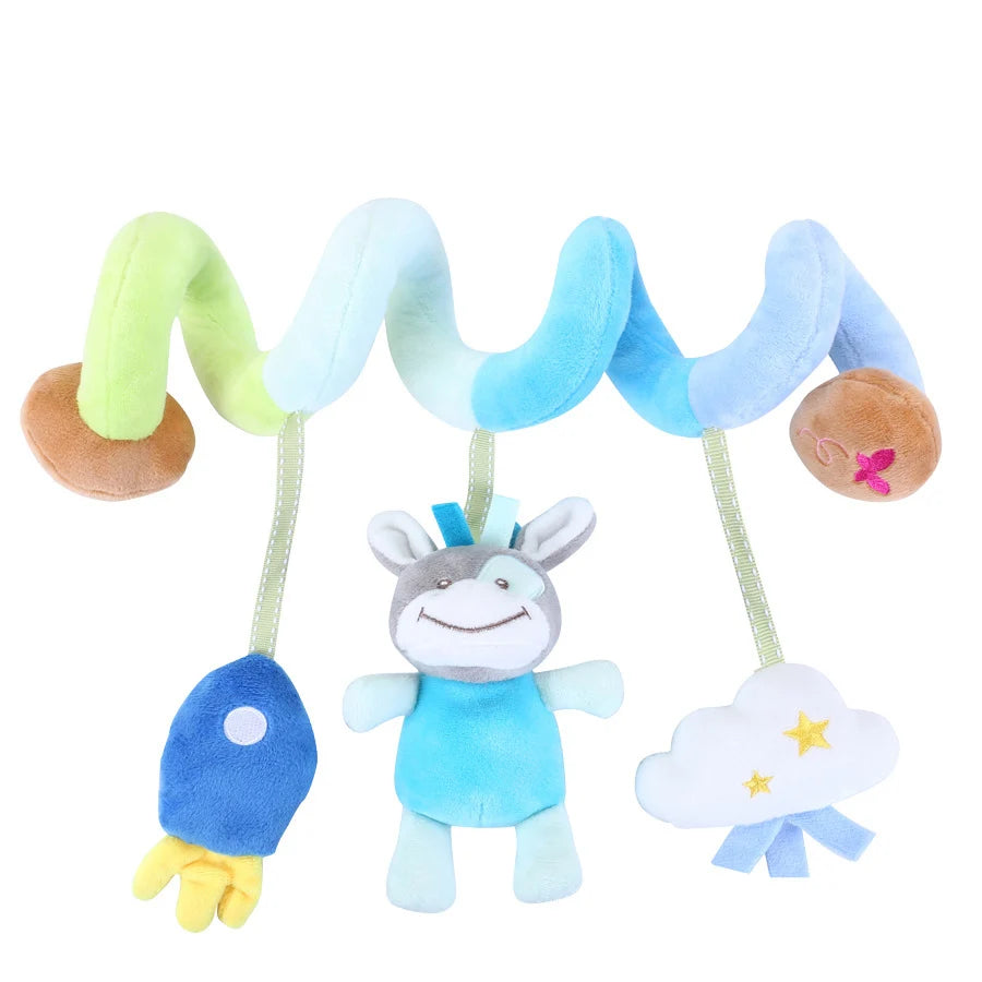 Newborns Spiral Hanging Activity Stroller Toy Baby Carseat Toy Black & White Lion Koala Rattle for Crib Mobile Sensory Toy Gift