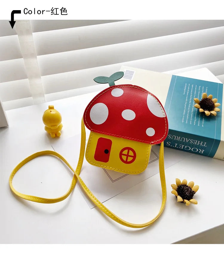 New Kids Messenger Bag Cute Cartoon Mushroom House Styling Coin Purse for Baby Girls Fashion Princess Shoulder Bag Girls Gifts