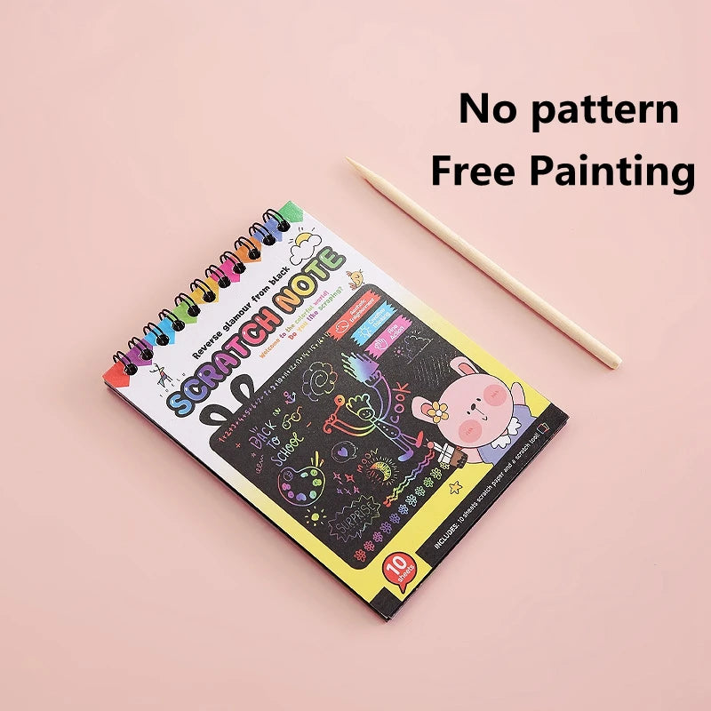 10pcs Children Scratch Montessori Drawing Toys DIY Paper Cartoon Art Painting Education Montessori Children Kids Baby Toy Gifts