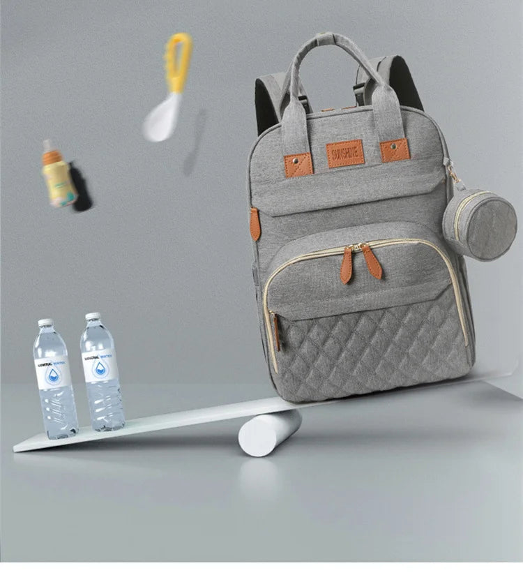 Folding Mommy Bag with USB Port and Shade Cloth Mosquito Net Portable Folding Crib Bed Multi Function Pee Pad Mother Baby Bag