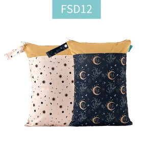 HappyFlute 2Pcs Waterproof Washable Dry And Wet Separation Baby Cloth Diaper Nappy Bag Travel Wetbag For Pool And Beach