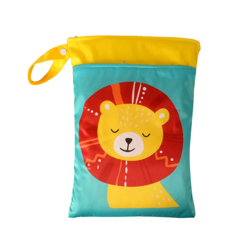 Babyshow 1PC Washable Wet Dry Bag Wetbag for Baby Diapers Nappies Waterproof Reusable Diaper Bag with Two Zippers 25cmx35cm