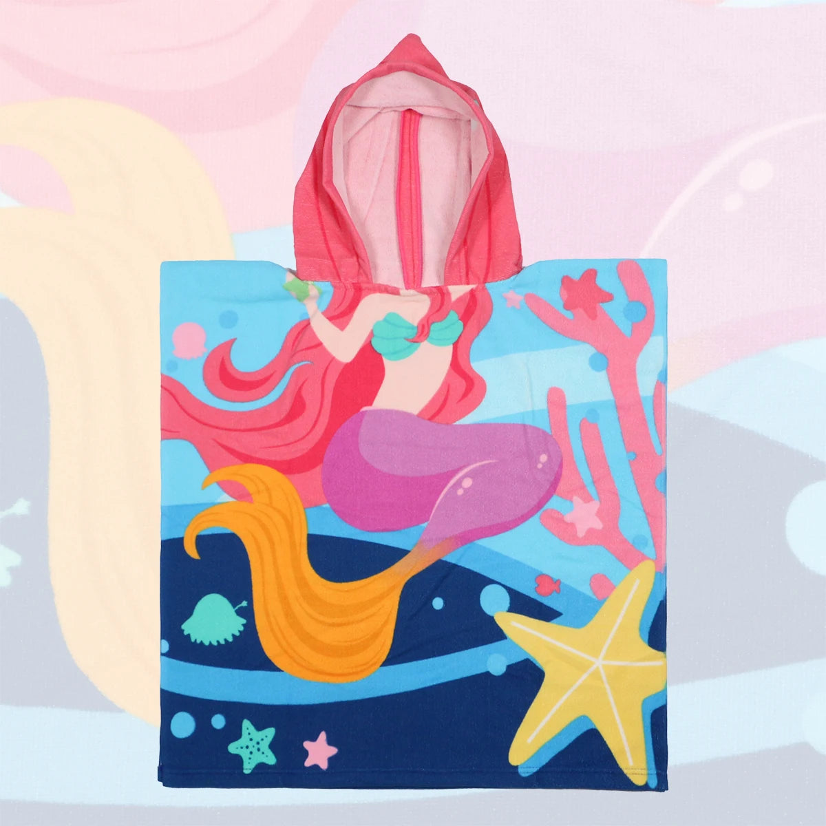 80-130cm Kids Hooded Bath Beach Poncho Towels Baby Quick Dry Bathrobe Child Cartoon Poncho Towels Microfiber Swim Cover-ups
