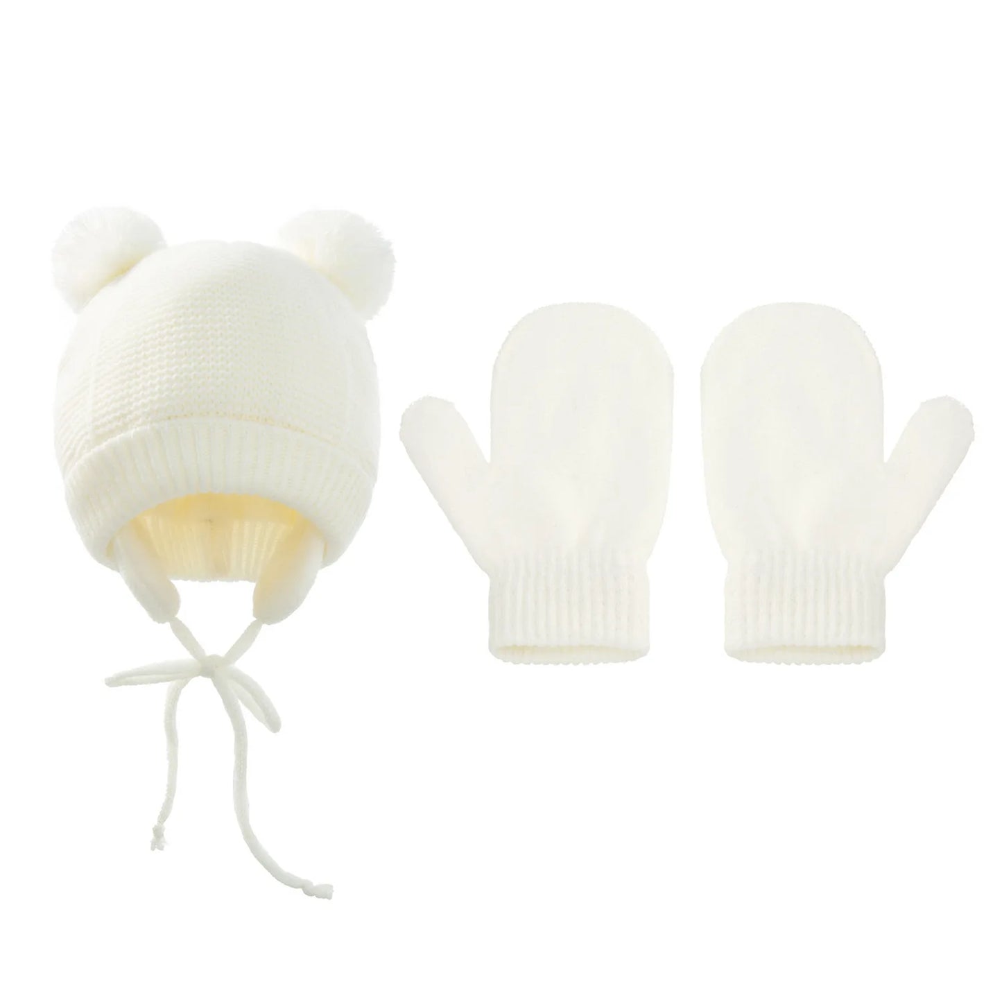 Winter Baby Stuff Hat for Boy Girls Accessories Knited Cap Kids Hat Fleece Warm Gloves Thick Winter Ear Kids Hat Baby Bonnet