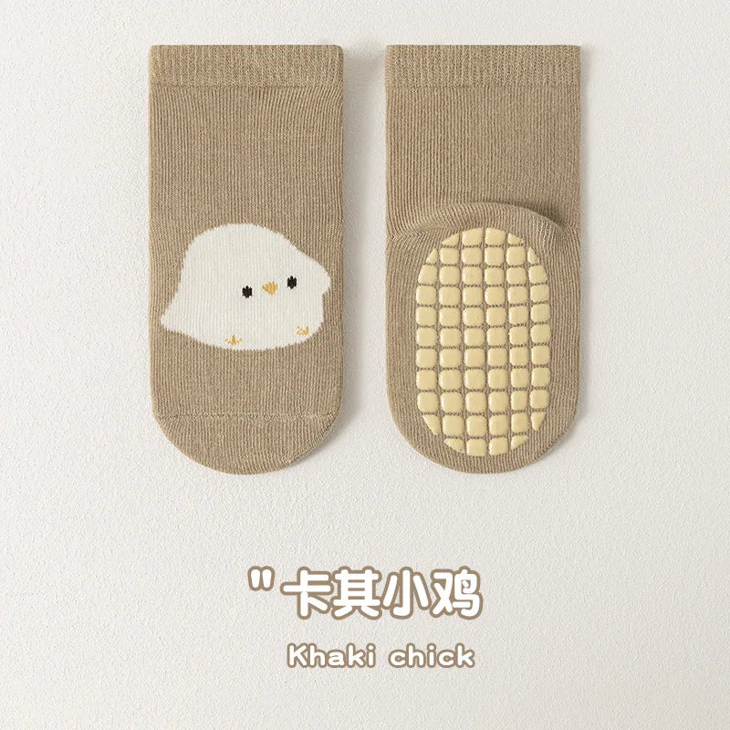 6/1 Pairs Autumn And Winter Large Area Dot Glue Baby Trampoline Socks, Baby Little Kids Non-slip Floor Socks Large Cartoon Strai