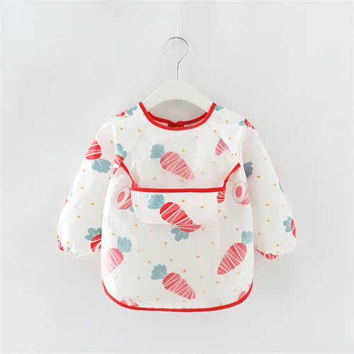 Newborn Baby Bibs Blouse Waterproof Long-sleeved Reverse Dressing Infant Eating Clothes Apron Bib Protective Clothing 0-2Years