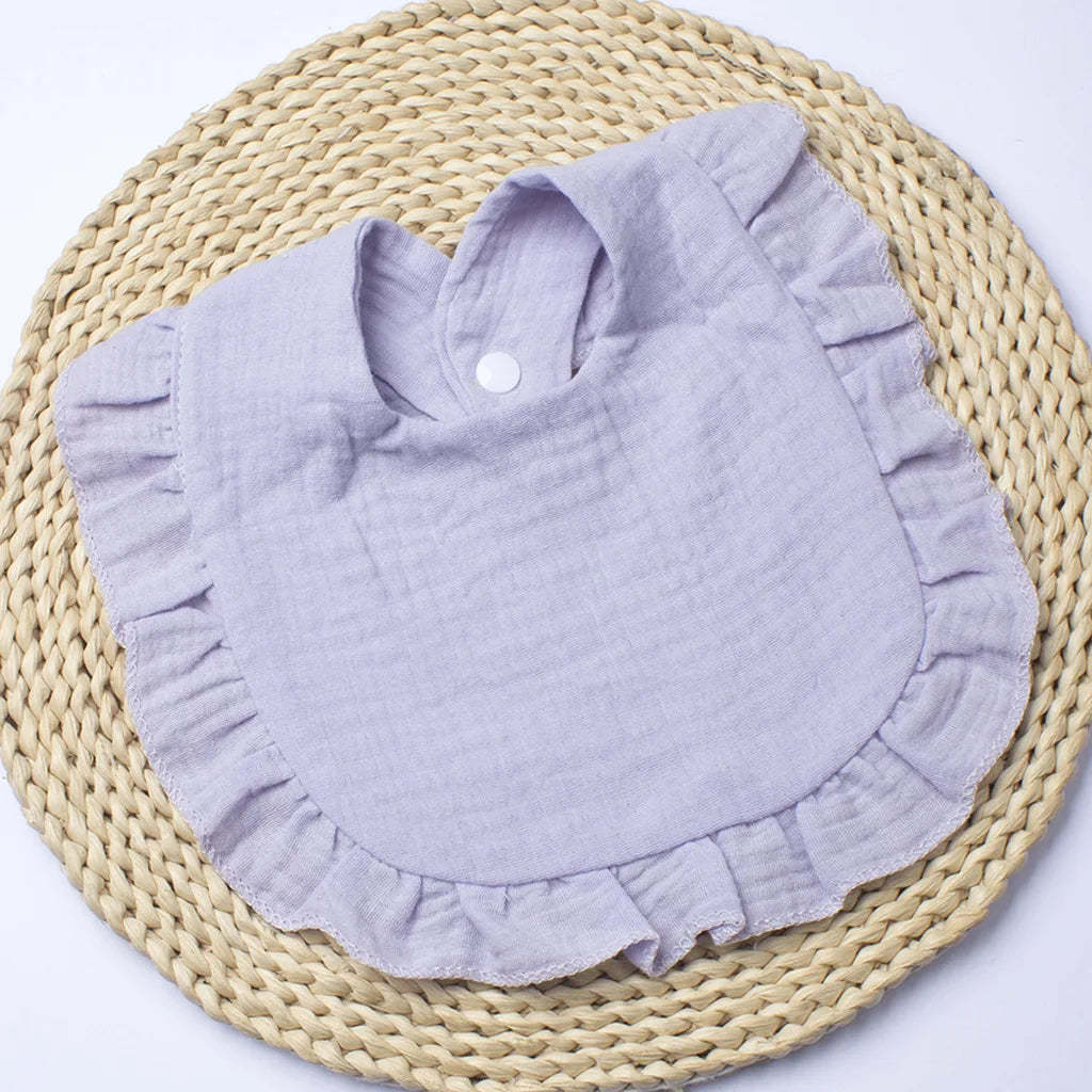 Gauze Bib for Boys Girls Pure Cotton Candy Colored Comfortable Saliva Bib Baby Solid Colored Lace Saliva Towel Baby Products