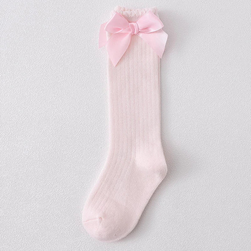 Red Bow Tie Knee High Tube Socks Girls' Christmas Stockings Infants Toddlers Soft Cotton Children Non Slip Floor Socks Baby Gift