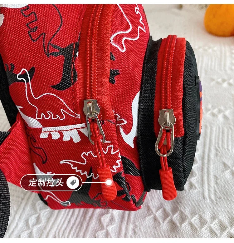 Kids Waist Bags Cartoon Dinosaur Print Outdoor Travel High Capacity Crossbody Zipper Bag Girl Boy Gift Children Chest Pouch Pack