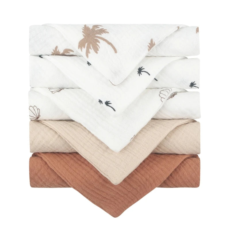 5PCS Soft Absorbent Gauze Cotton Baby Towels Wipe Face Cloths Towel Face Handkerchief Baby Bathing Feeding Washcloth