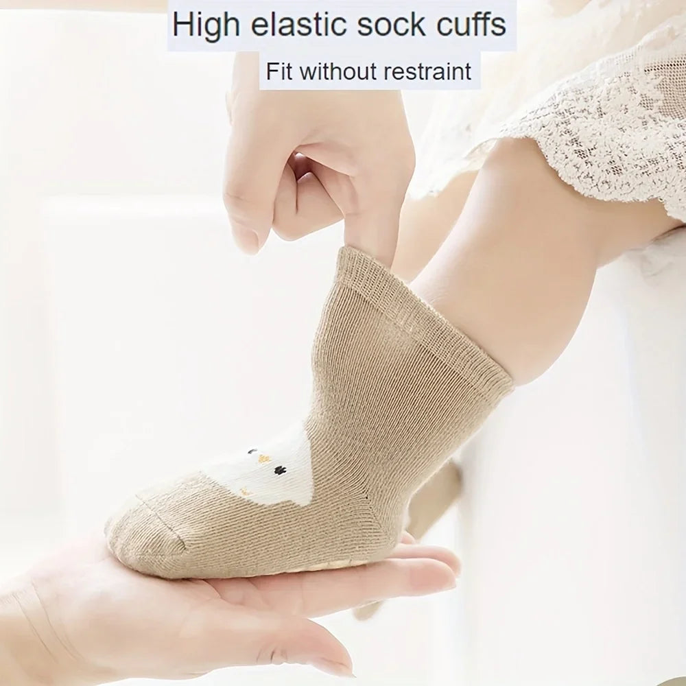 6/1 Pairs Autumn And Winter Large Area Dot Glue Baby Trampoline Socks, Baby Little Kids Non-slip Floor Socks Large Cartoon Strai