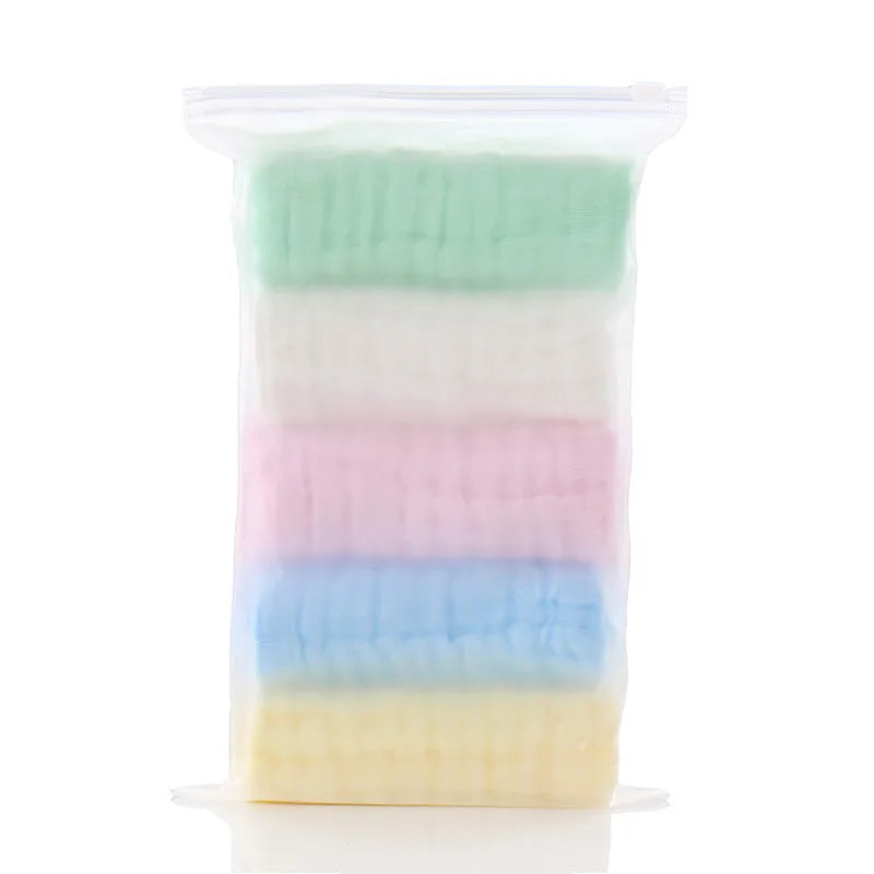 5pcst Baby Towels Muslin 6 layers Cotton SoftBaby Face Towel Handkerchief Bathing Feeding Face Washcloth Wipe Burp Cloth