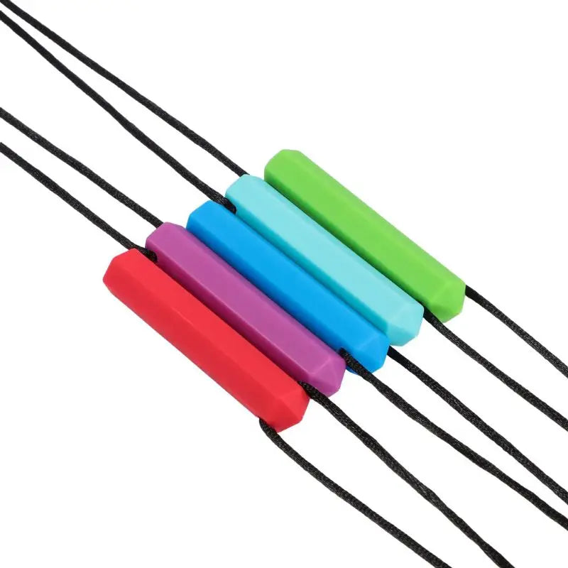 Baby Silicone Teether Kids Chew Necklace Sensory Chewy Pendant Teething Toys for Autism ADHD Special Needs