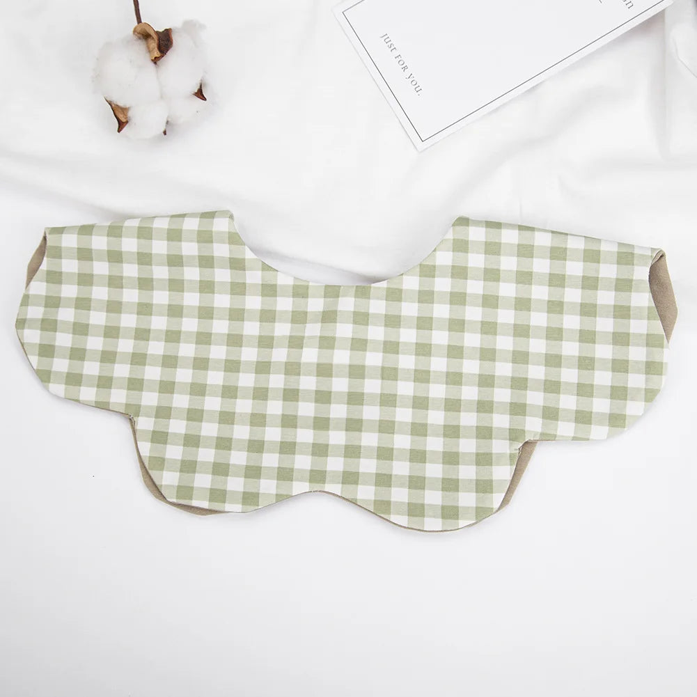 360° Cotton Baby Bibs for Kids Boys Girls Plaid Saliva Towel Cute Korea Rotativo Petal Neck Adjustable Button Feeding Burp Cloth