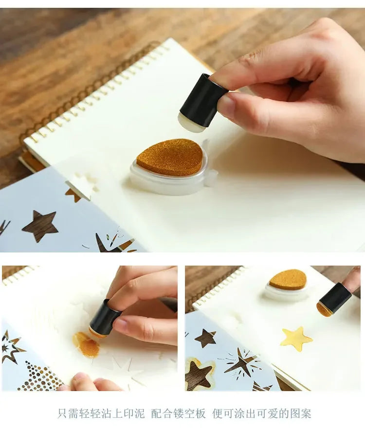 Journamm Finger Painting Kit Drawing Stencils Colorful Inkpad DIY Scrapbooking Creative Stationery Paint Tool School Supplies