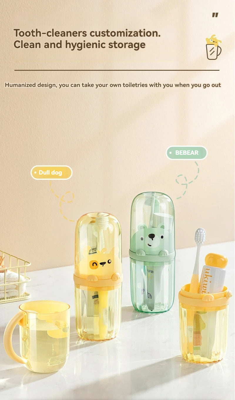 Travel Mouthwash Cup, Brushing Cup, Toothbrush, Toothbrush Cup, CHILDREN'S Set, Portable Home Washing and Toothpaste Storage