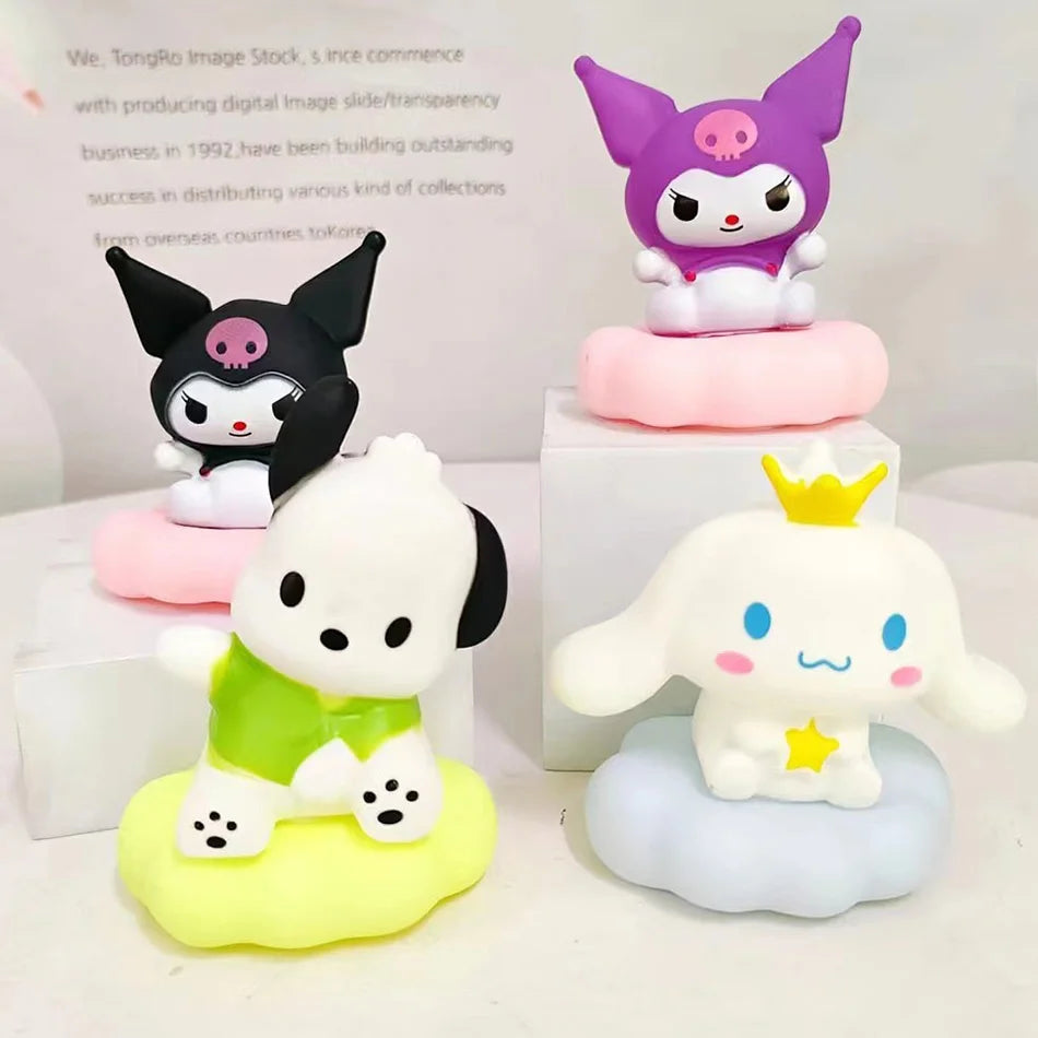 New Kawaii Sanrios Night Light Enamel Cloud Cartoon Kuromi Cinnamoroll Pochacco Small Table Light Illuminating Decoration