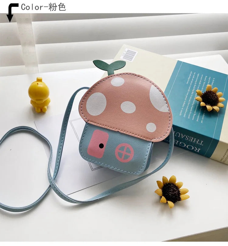 New Kids Messenger Bag Cute Cartoon Mushroom House Styling Coin Purse for Baby Girls Fashion Princess Shoulder Bag Girls Gifts
