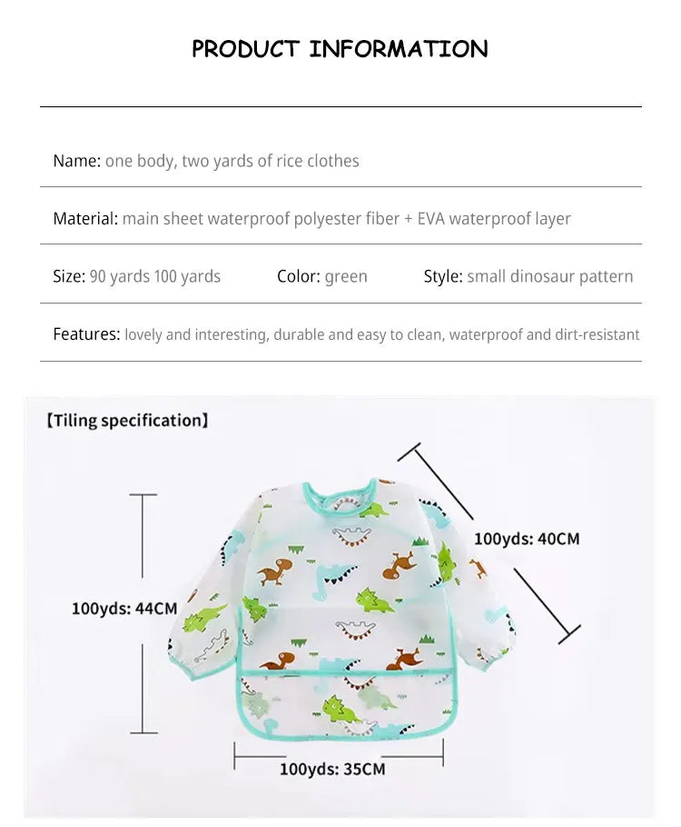1 PCS Cute Bibs Baby Waterproof Long Sleeve Apron Animals Cartoon Kids Feeding Apron Bib Baby Stuf