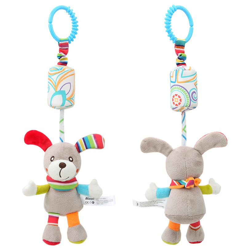 Baby Hanging Rattles Soft Sensory Learning Toy Plush Animals Stroller Infant Car Bed Crib Travel Activity for Babies Toddlers