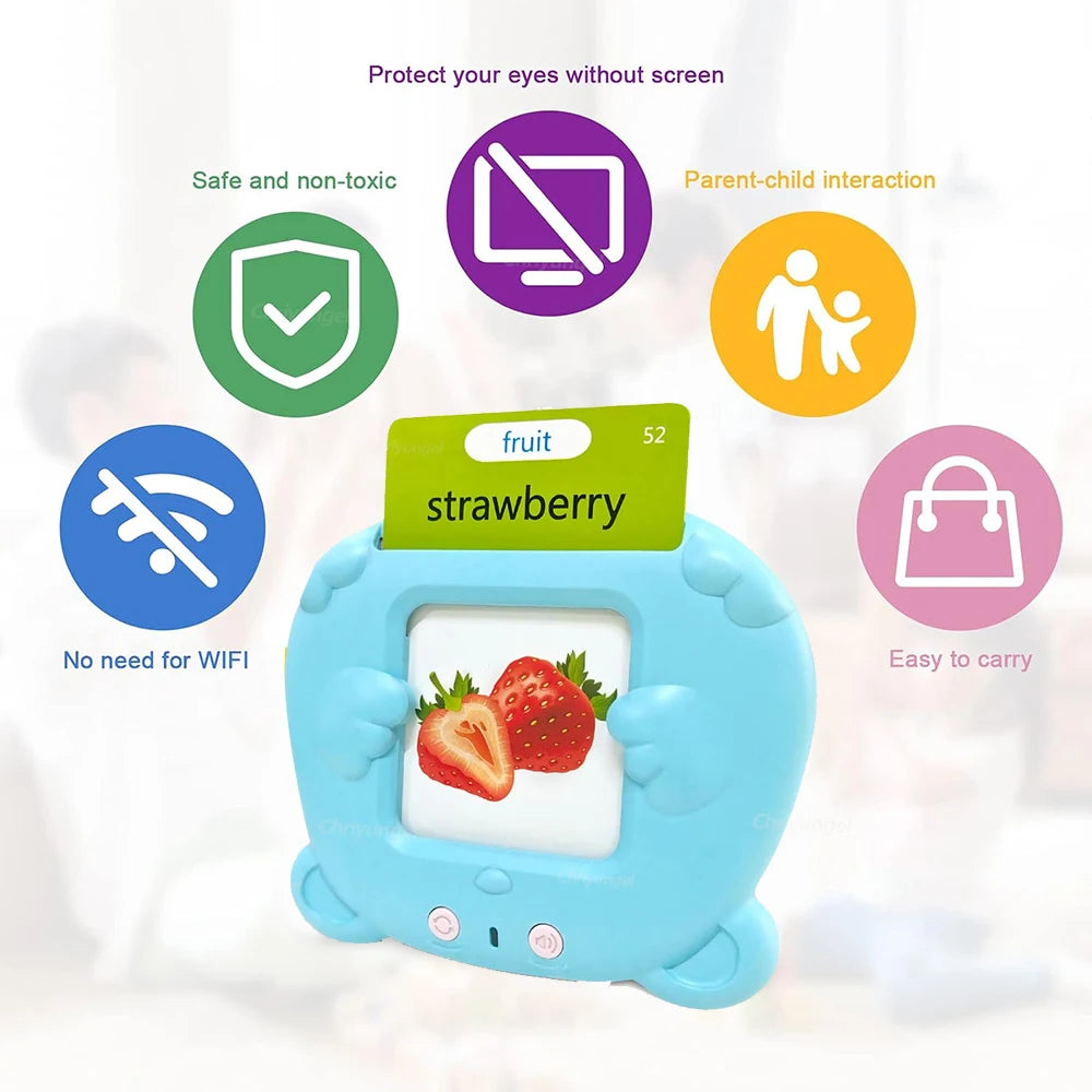 Talking Flash Cards Toddlers Learning Machine Early Educational Language Electronic Audio Book Kid Flashcards Montessori Toys