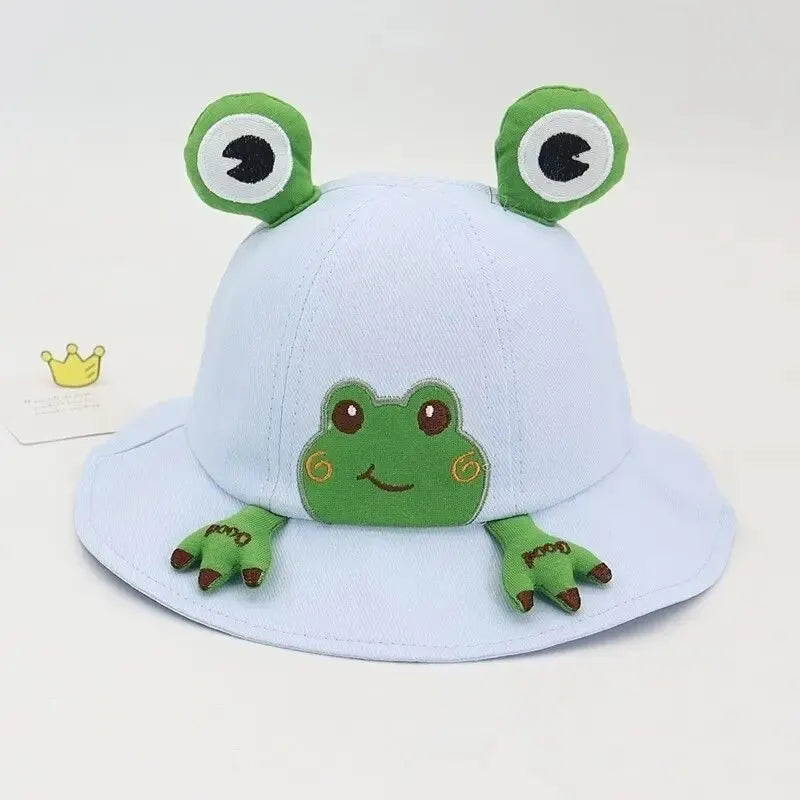 Cartoon Frog Baby Bucket Hat Breathable Soft Cotton Infant Boys Girls Fisherman Cap Outdoor Travel Toddler Sun Hats