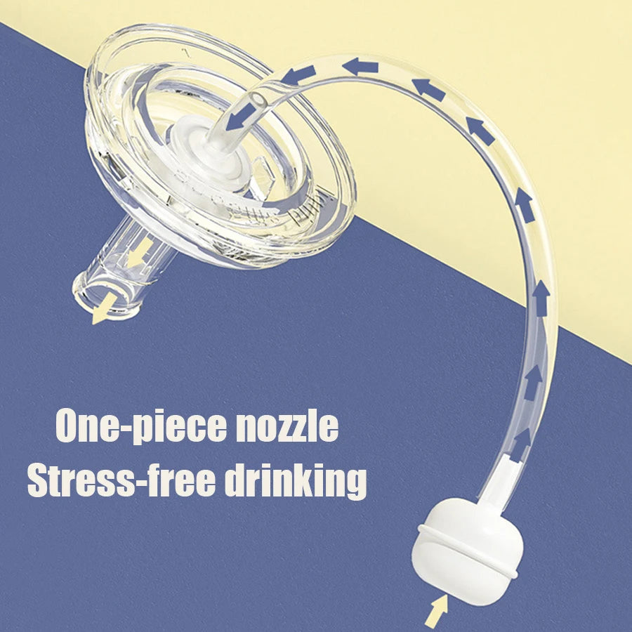 240 ml PP straw cup with gravity ball for babies over 6 months Food-grade liquid silicone straw to protect teeth Square water cu