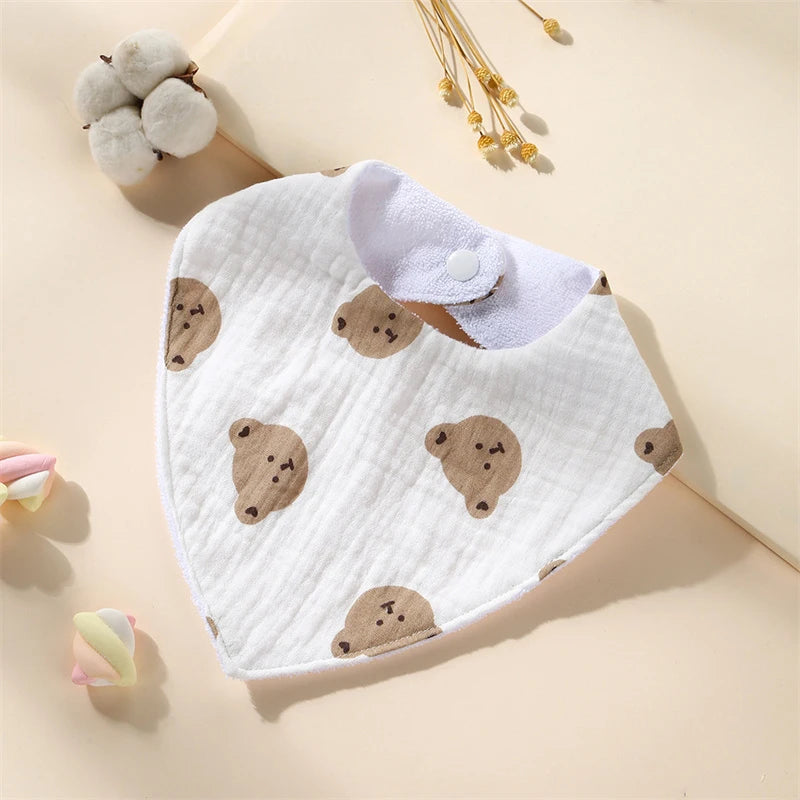New Baby Cartoon Animal Triangle Bib Pure Cotton Waterproof Boy Girl Kid Printed Saliva Towel Newborn Infant Anti Spitting Cloth