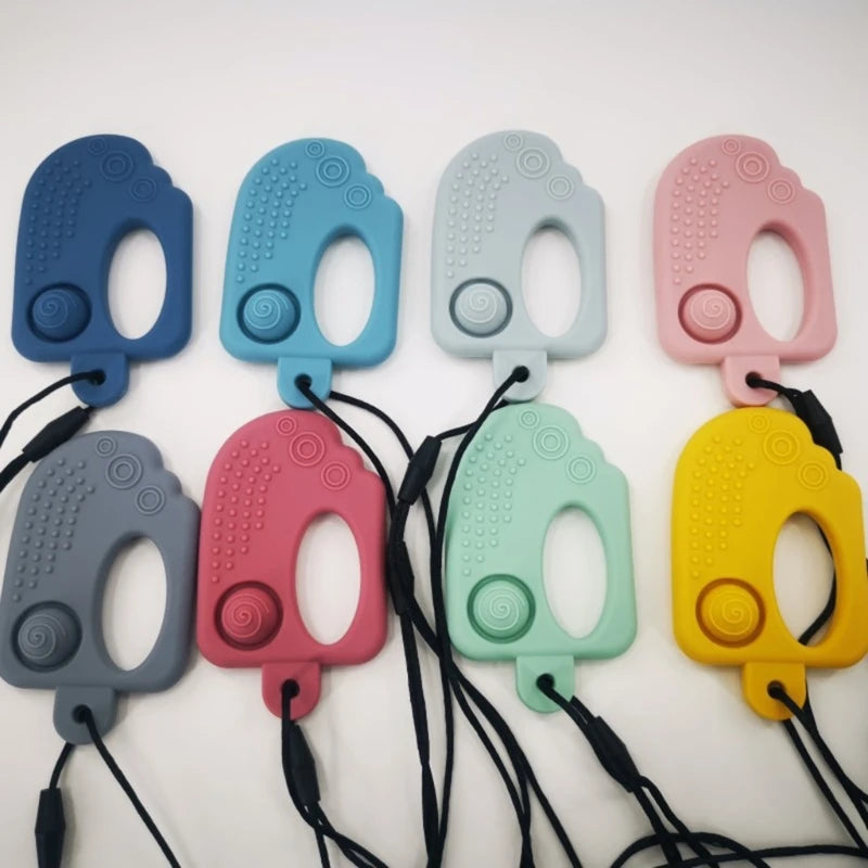 Baby Silicone Teether Kids Chew Necklace Sensory Chewy Pendant Teething Toys for Autism ADHD Special Needs