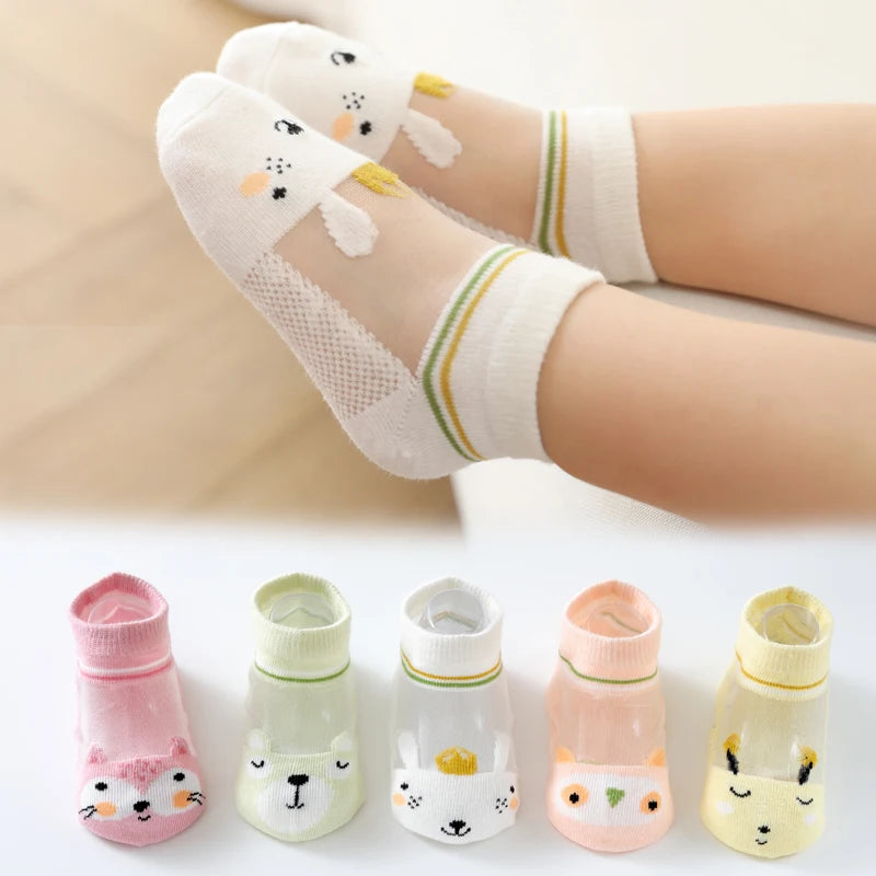 5 PAir Set Children Socks Summer Fishnet Boy Socks Spring Summer Thin Mesh Boat Socks Boys Girls Short Socks