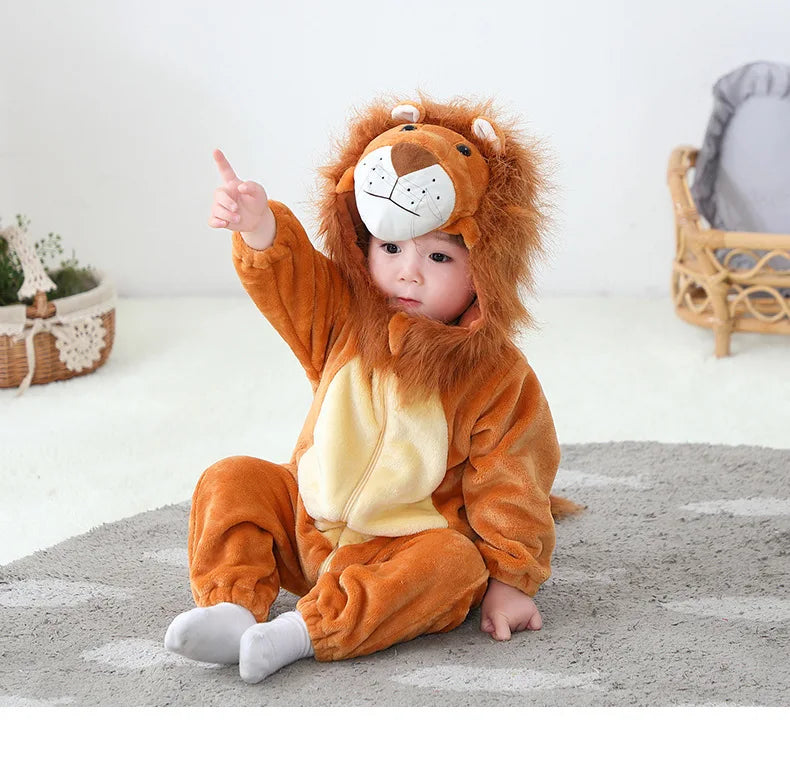 Toddler Outfit Unisex Baby Animal Costume Lion Costume for Kids Homewear Boys Jumpsuit Halloween Dress Up Romper