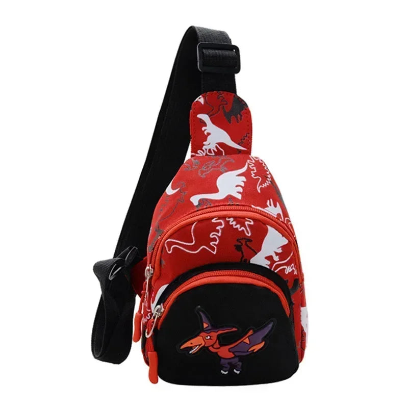 Kids Waist Bags Cartoon Dinosaur Print Outdoor Travel High Capacity Crossbody Zipper Bag Girl Boy Gift Children Chest Pouch Pack