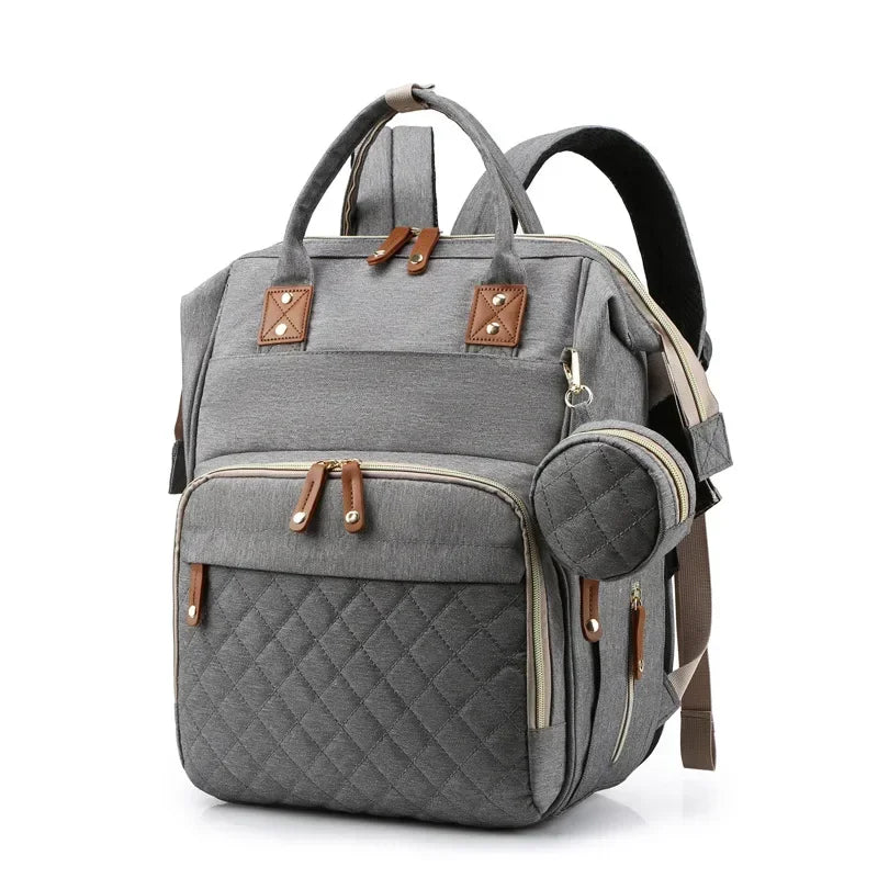 Mummy Backpack With Foldable Crib Soft Mattress Multifunctional Mommy Bags Baby Bottle Insulation Storage Bags Diaper Organizer
