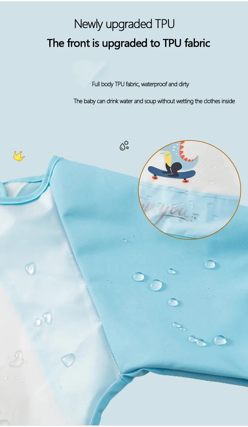 Baby Food Overalls Waterproof Children's Bibs Boys And Girls Drool Towel Four Seasons Long Sleeve No-Wash Apron