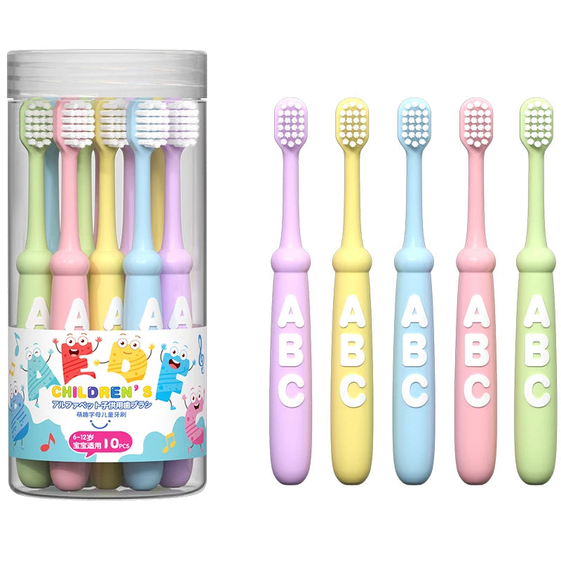 4/10 pcs Children's soft bristled toothbrush, cleaning and protecting gums, suitable for babies aged 6-12 years old