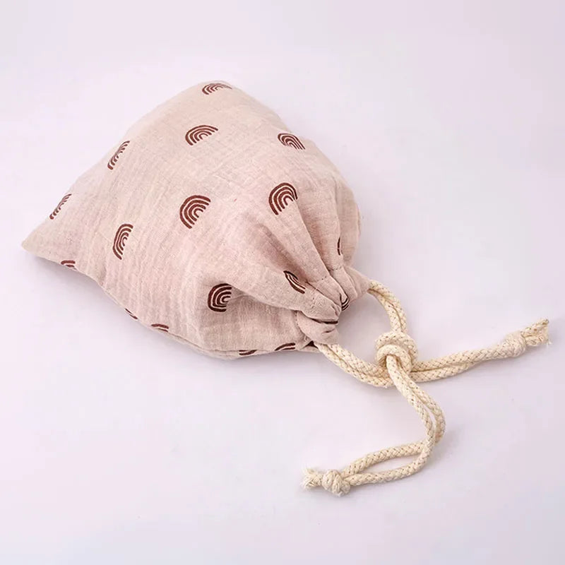 Printed Flower Mommy Bag Baby Diaper Bag Cotton Nappy String Pocket Stroller Carry Pack Travel Outdoor Diaper Storage Bag