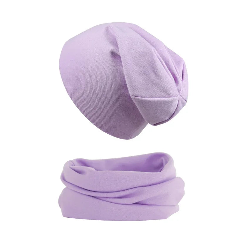 2pcs New Baby Hat Scarf Autumn Winter Soft Elastic Beanie Hats Cotton Newborn Bonnet Warm Accessories Set Boys Girls Hip Hop Cap