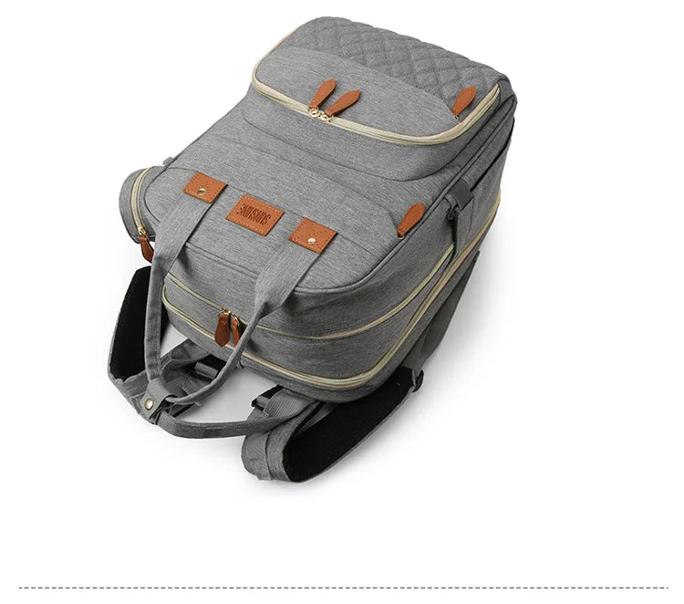 Folding Mommy Bag with USB Port and Shade Cloth Mosquito Net Portable Folding Crib Bed Multi Function Pee Pad Mother Baby Bag