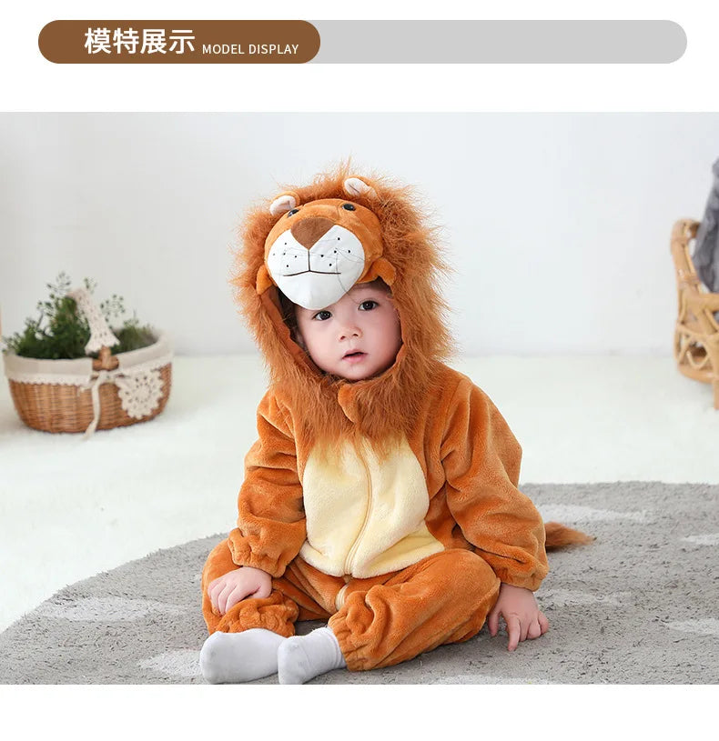 Toddler Outfit Unisex Baby Animal Costume Lion Costume for Kids Homewear Boys Jumpsuit Halloween Dress Up Romper