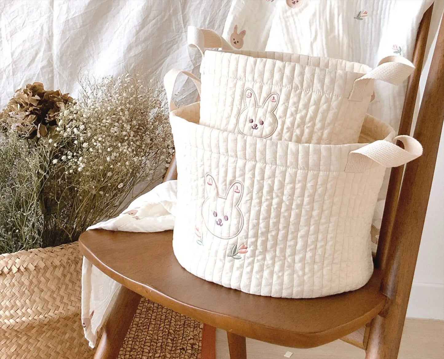 2022 New Diaper Bag Nappy Caddy Baby Items Toy Storage Bag for Newborn Crib Organizer Bedding Cotton Embroidery Mommy Bag Bebe