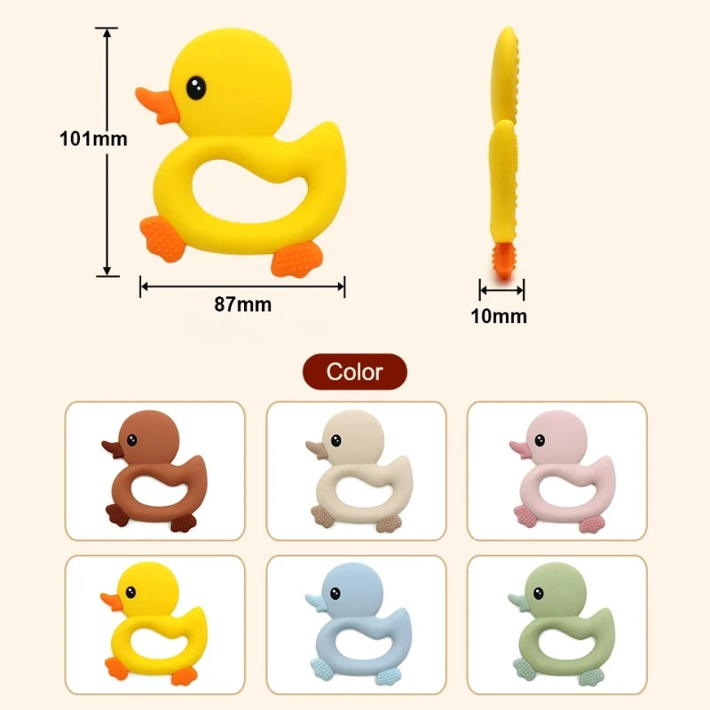 Food Grade Soft Silicone Infant Cartoon Duck Teether Sensory Teething Toys for Newborn Molar Nursing Baby Accessories BPA Free