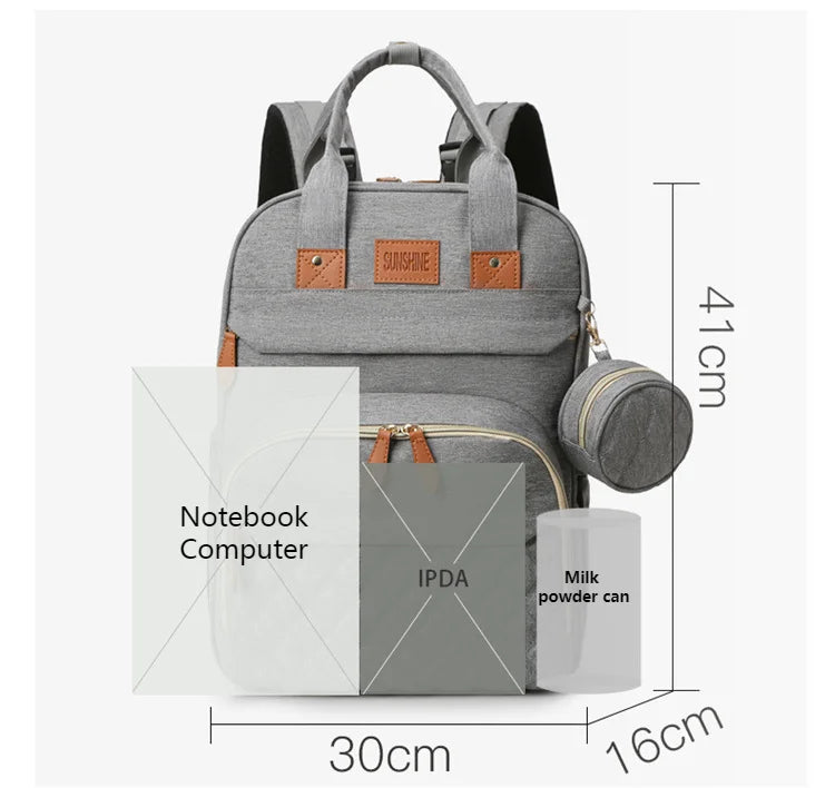 Folding Mommy Bag with USB Port and Shade Cloth Mosquito Net Portable Folding Crib Bed Multi Function Pee Pad Mother Baby Bag