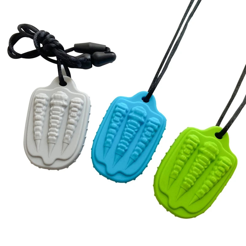 Baby Silicone Teether Kids Chew Necklace Sensory Chewy Pendant Teething Toys for Autism ADHD Special Needs
