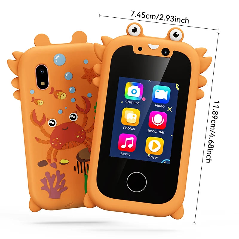 Kids Smart Phone Educational Toys Children Musical Player MP3 Dual Camera Selfie With 512MB Card Touchscreen Learning Toy Gifts