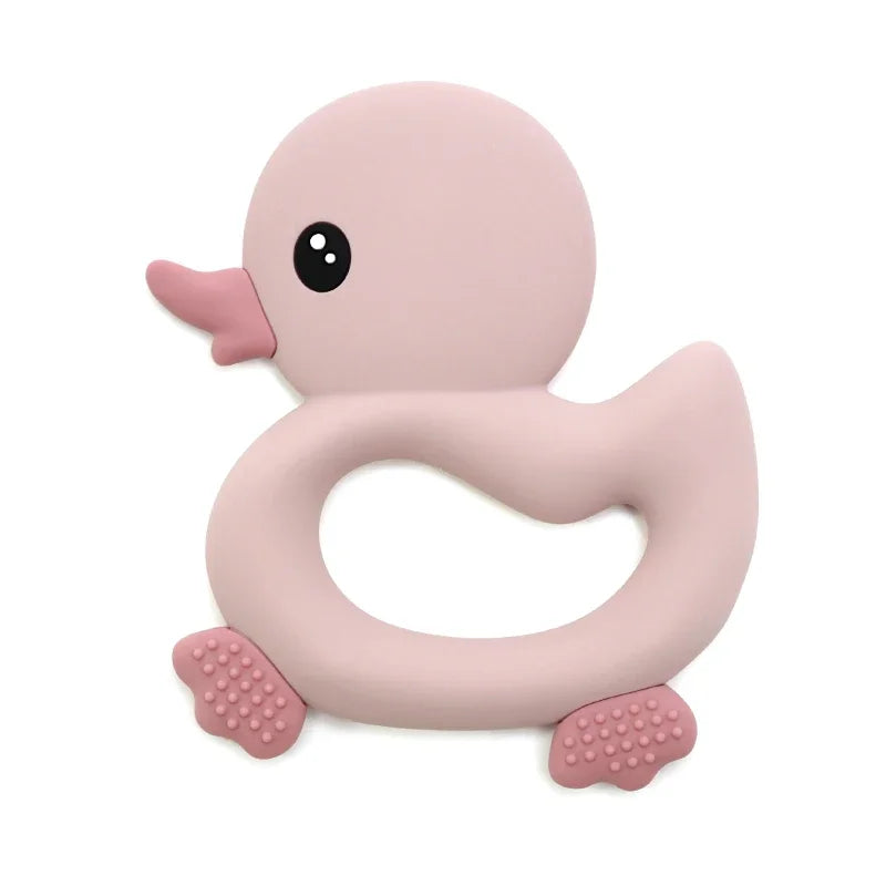 Food Grade Soft Silicone Infant Cartoon Duck Teether Sensory Teething Toys for Newborn Molar Nursing Baby Accessories BPA Free