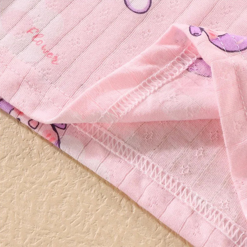 Summer Camisole Sling Tops+Shorts 2-Piece Set Girl's Soft Cotton Pajamas Fashion Cartoon Print Kids Home Clothes Casual Suit New