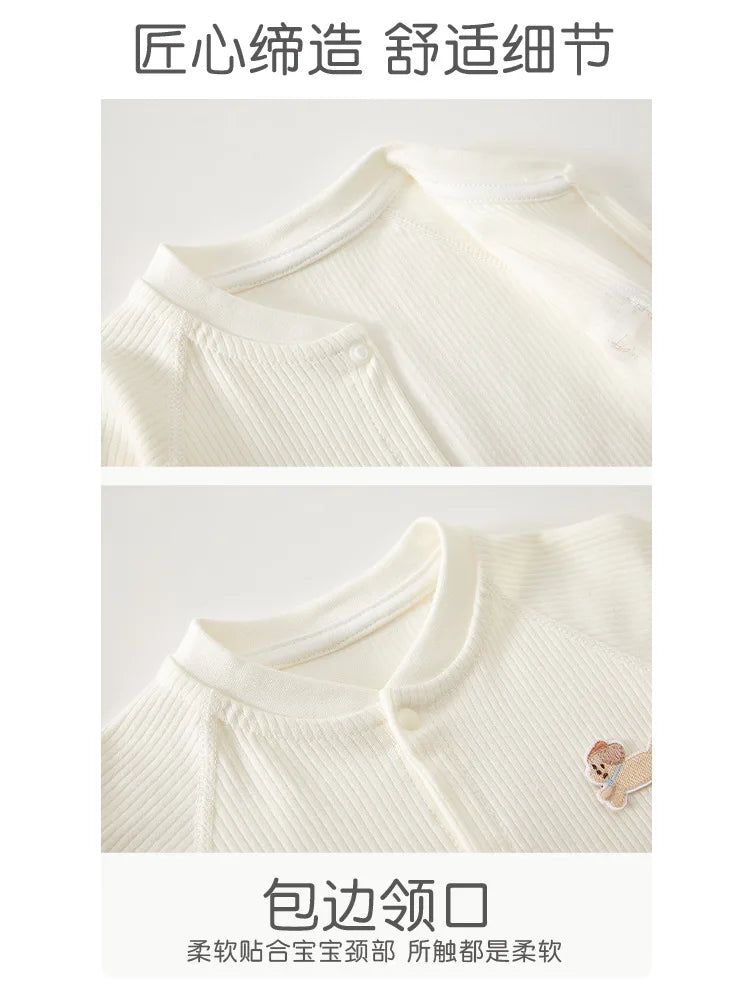AYNIGIELL Baby Jumpsuit Spring and Autumn Sleepwear Pure Cotton Newborn Clothes 0-18 Months Newborn Boys and Girls Jumpsuit